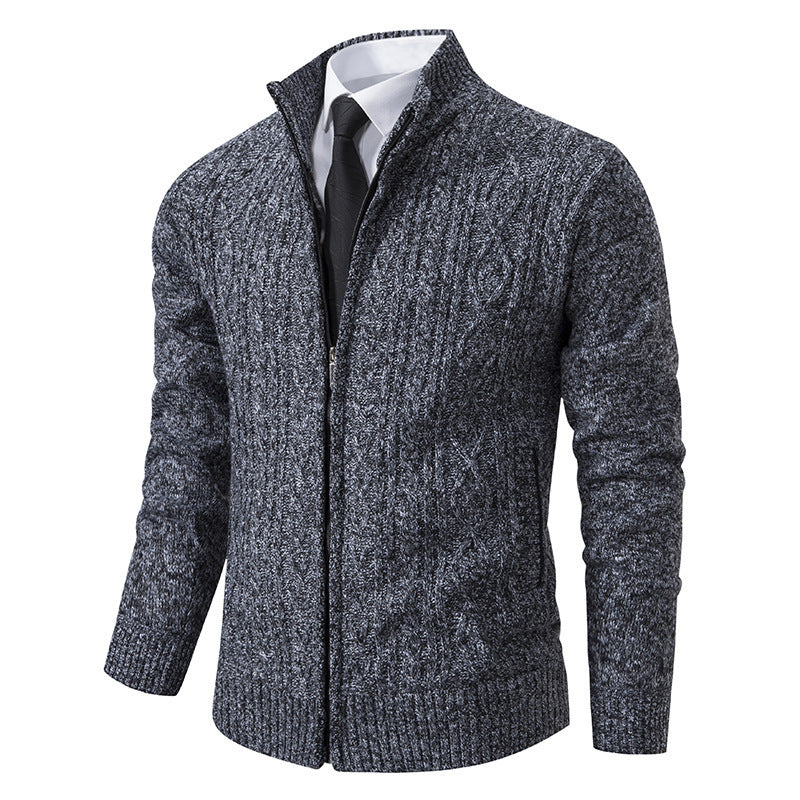 Men's Stand Collar Casual Cardigan Sweater Coat