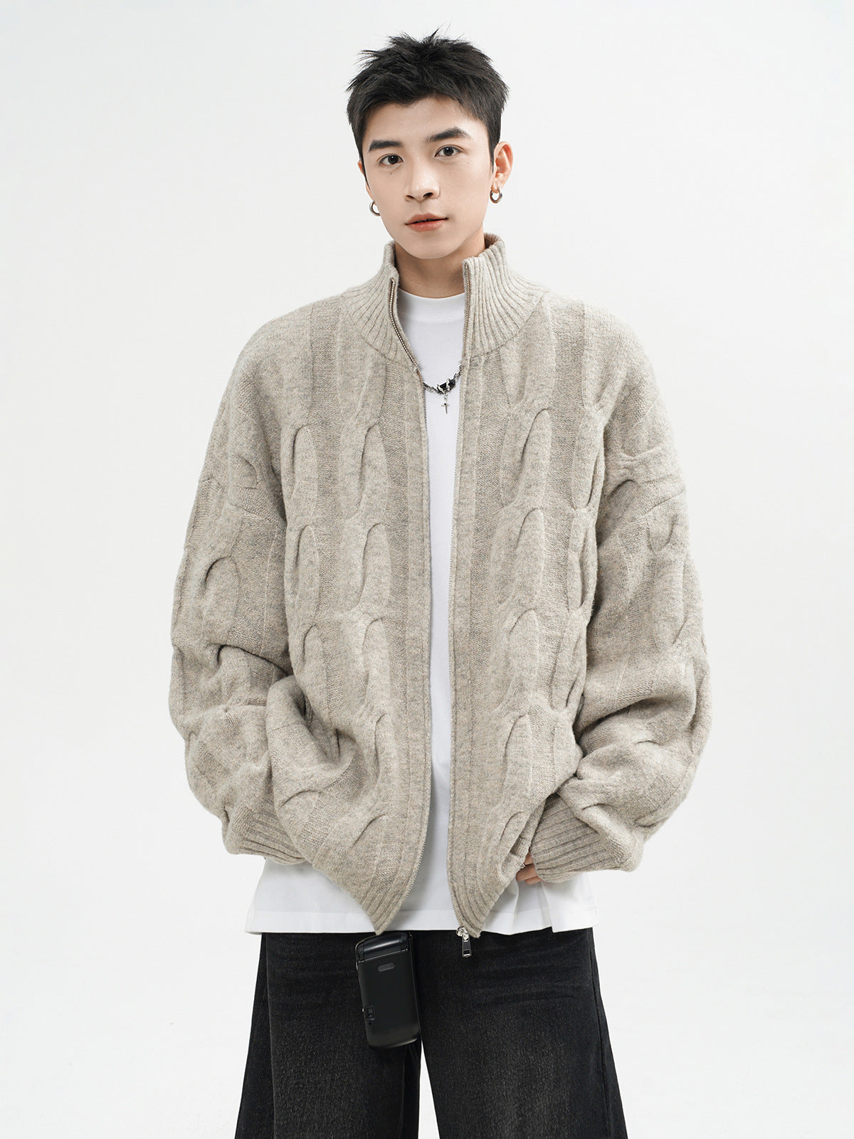 Retro Twist Cardigan Sweater For Men