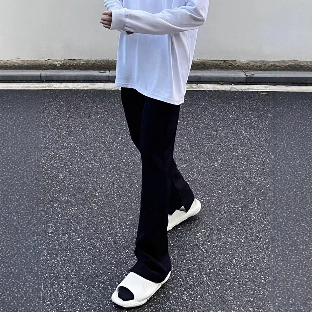 Black Willow Leaf Machete Straight Casual Pants