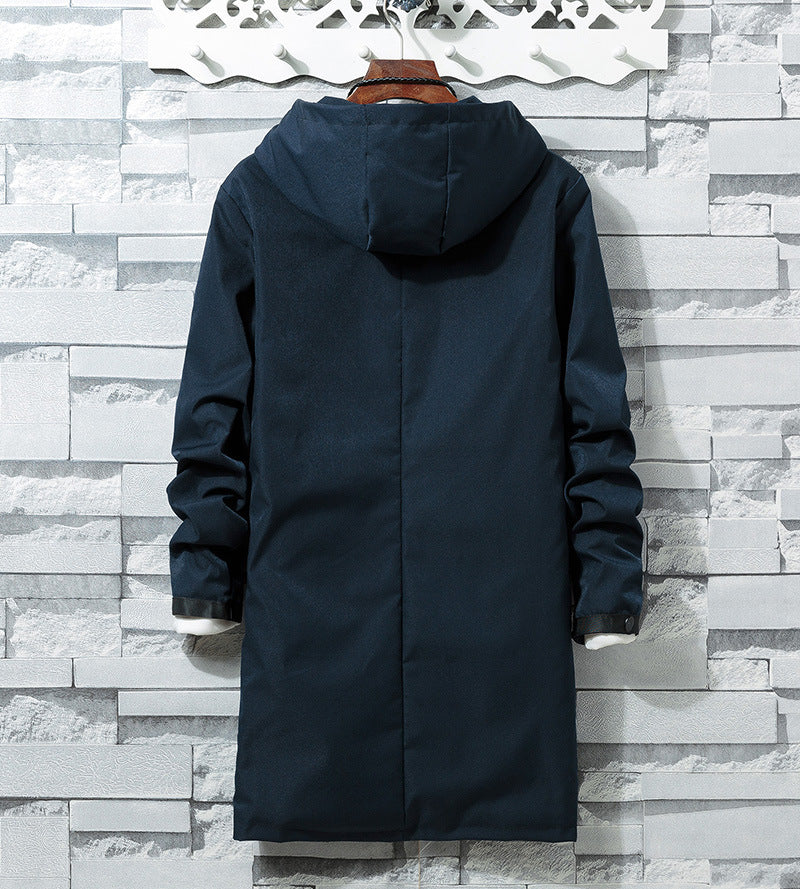 Autumn Hooded Coat Solid Color Mid Length coat