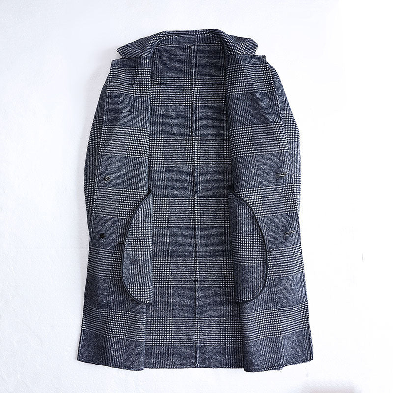 Men's Plaid Double-sided Woolen Coat