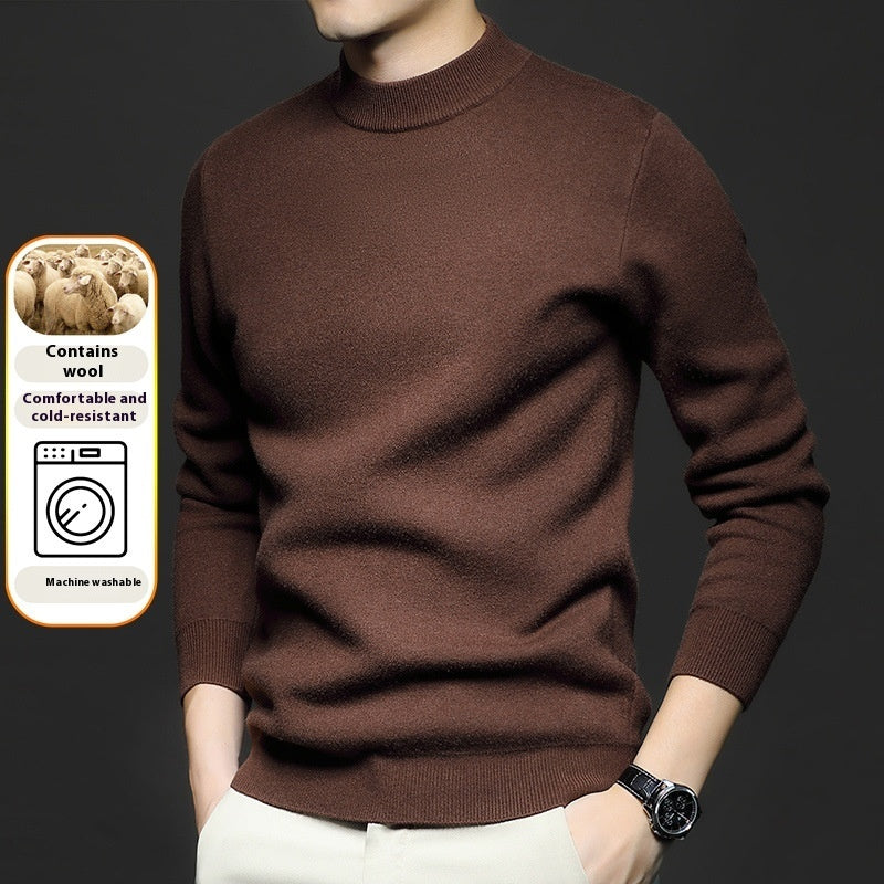Men's Worsted Knitted Long Sleeve Sweater