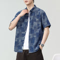 Men's Simple Loose Cargo Denim Short-sleeved Shirt