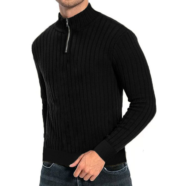 Leisure Pullover Men's Half-high Collar Zip Sweater