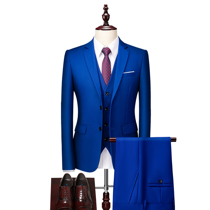 Men's Three-piece British Slim-fitting Wedding Dress Multicolor suit