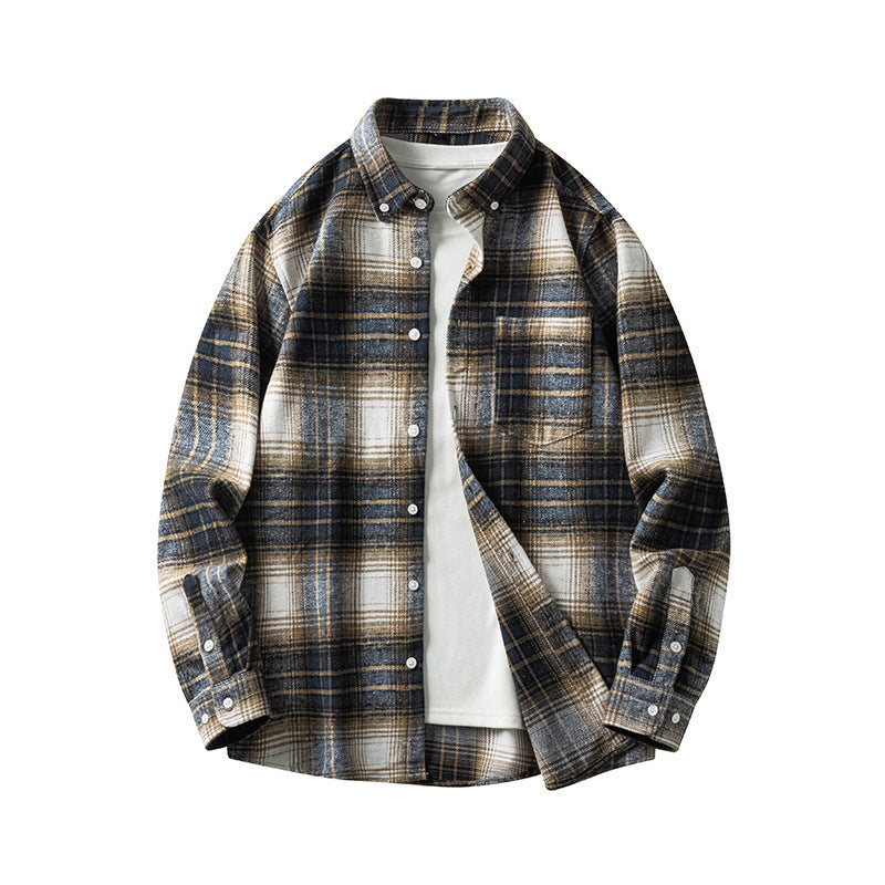 Plaid Casual Thickened Flannel Shirt Men