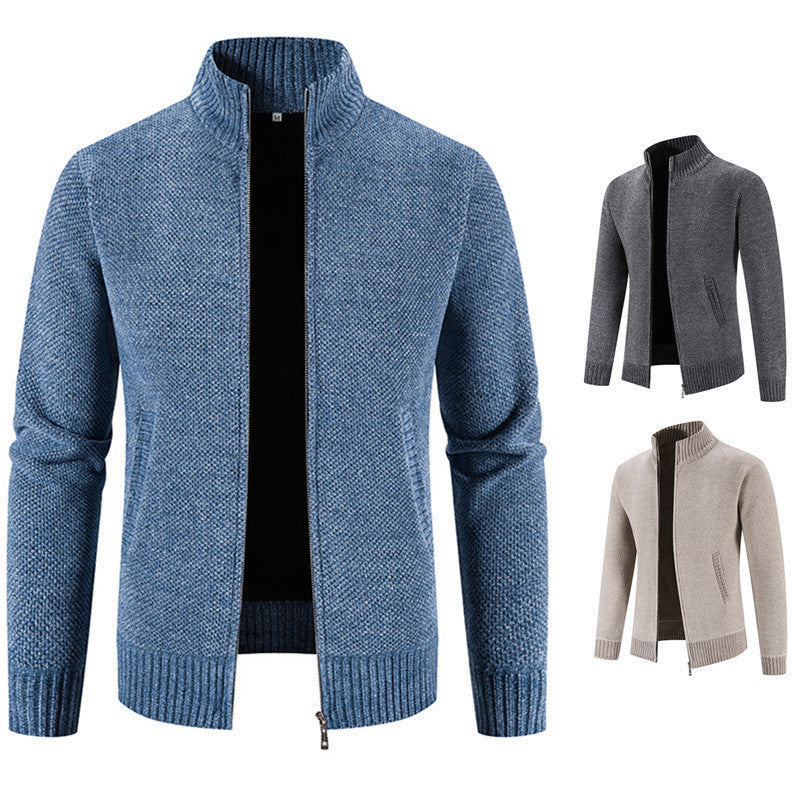 Velvet Sweater Zipper Cardigan Slim Jacket Coat