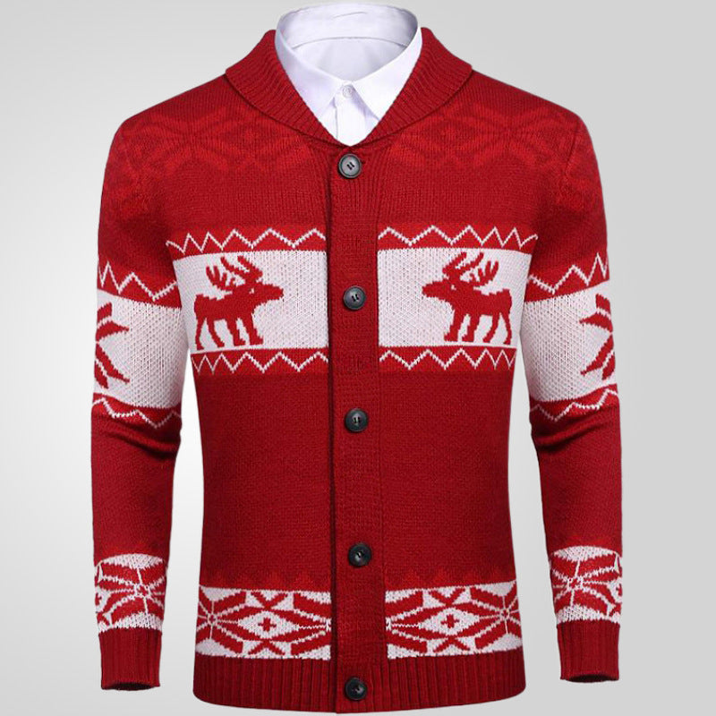 Men's Christmas Jacquard buttoned Sweater