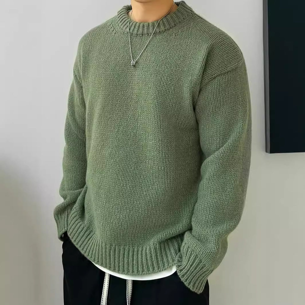 Loose Knitted Pullover Leisure Japanese-style Retro Long Sleeve Round Neck Sweater Men