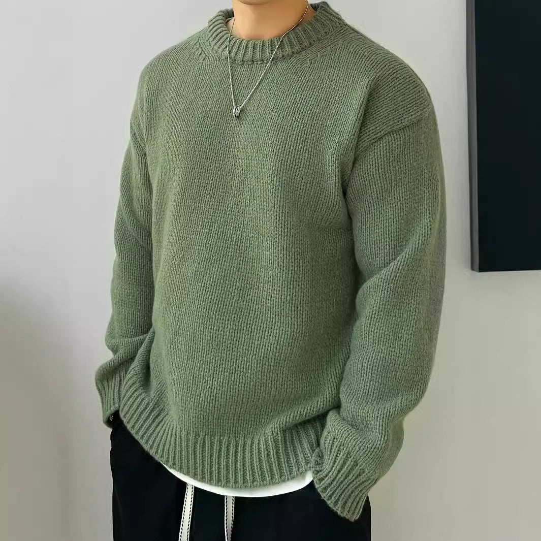 Loose Knitted Pullover Leisure Japanese-style Retro Long Sleeve Round Neck Sweater Men