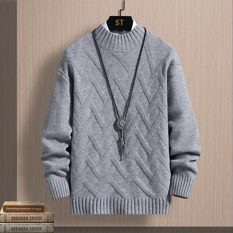 Autumn Middle-collar Long Sleeve Jacquard Pullover sweater
