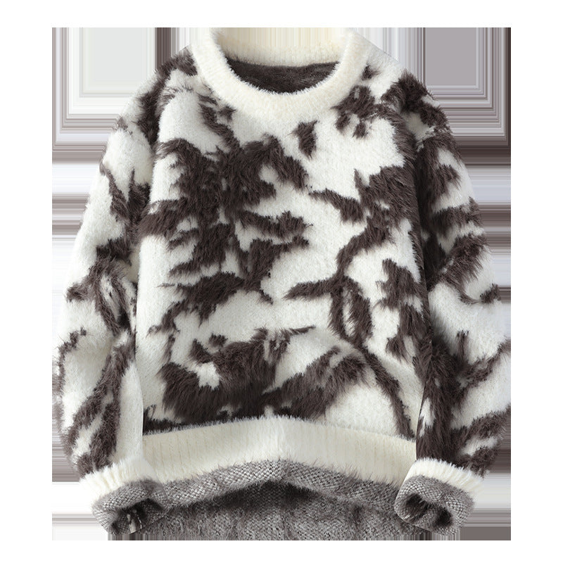 Autumn And Winter Round Neck Loose Sweater Men's Knitted Shirt