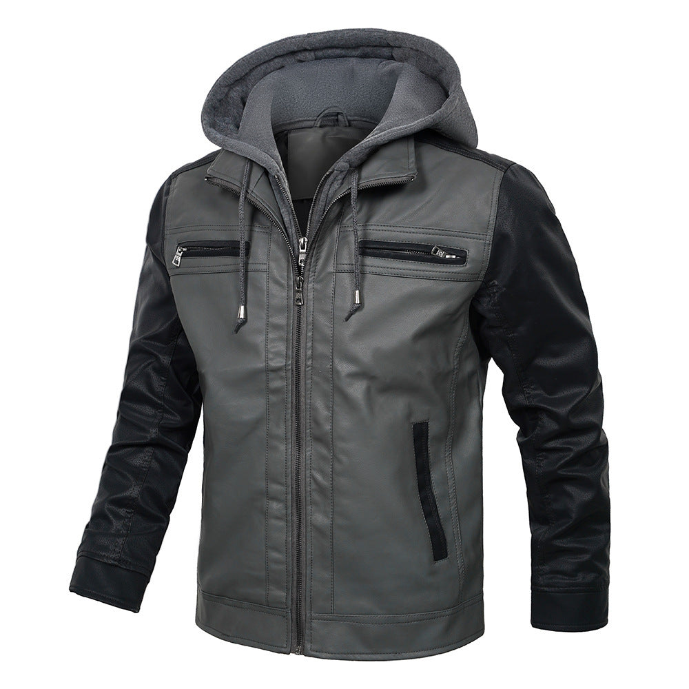 Stitching Leather Jacket men