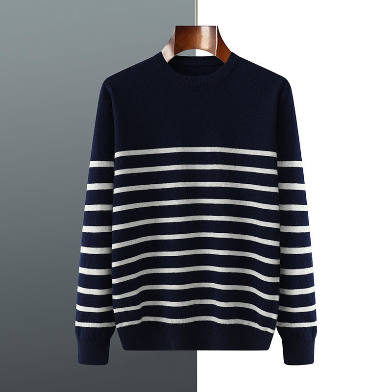 Casual Men's Striped Round Neck Sweater