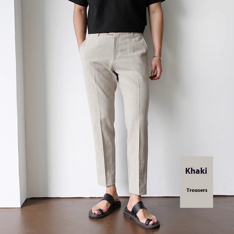 Cotton Cropped Linen Trousers