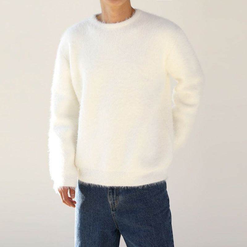 Winter Thick Round Neck Mohair sweater men