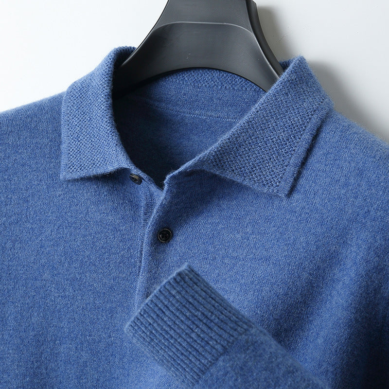 Men's Woolen Polo Collar Sweater