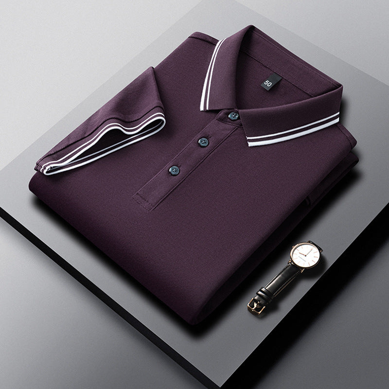 Summer Lapel Mercerized Cotton T-shirt Loose Breathable