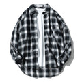 Japanese Style Plaid Long Sleeve Shirt men