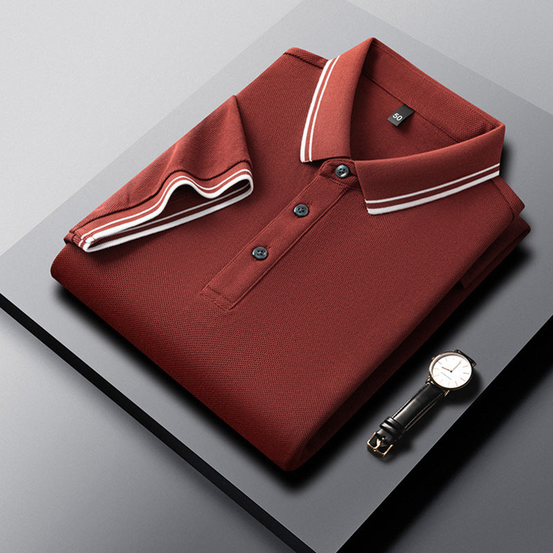 Summer Lapel Mercerized Cotton T-shirt Loose Breathable