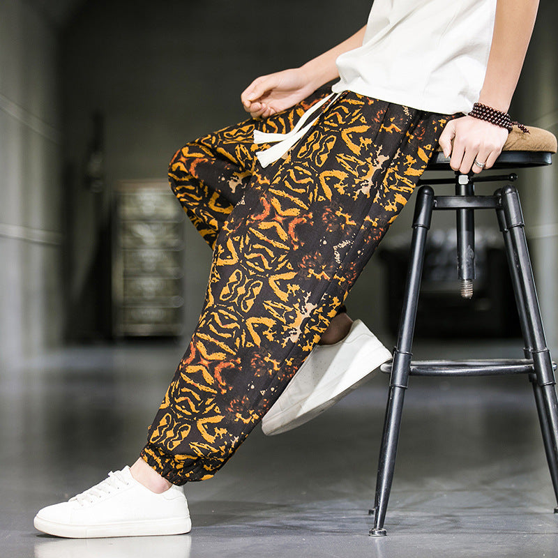 Mens Breathable Casual Wide Leg Pants