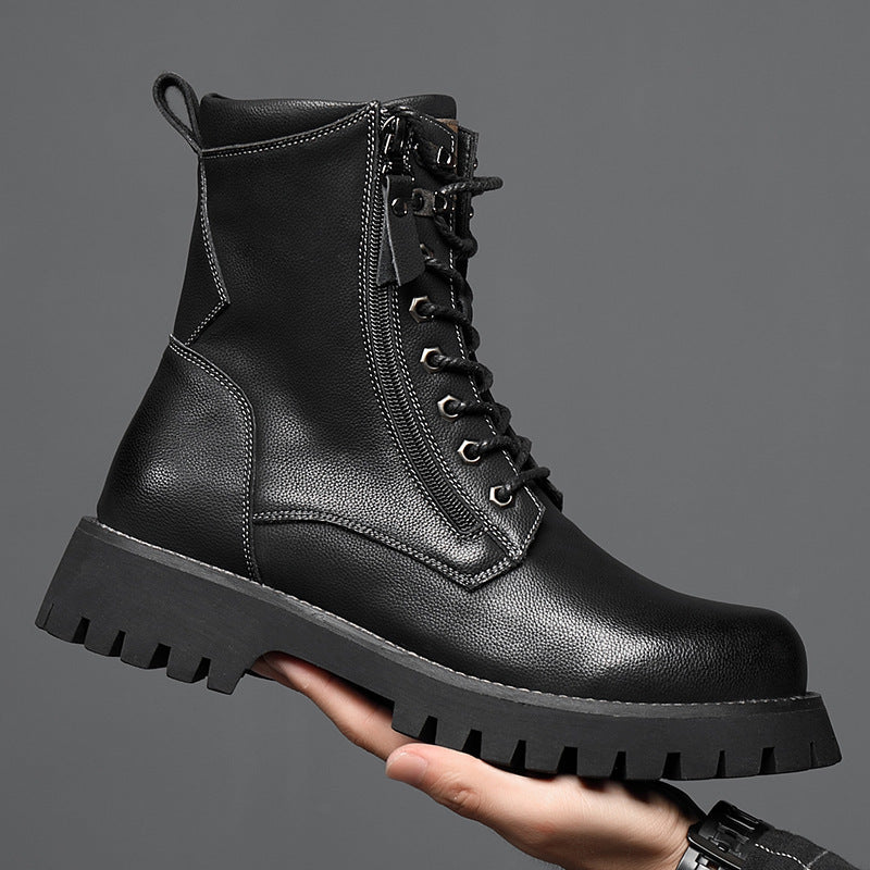 Worker Boot High Top British Style Thick Bottom Fleece-lined boots