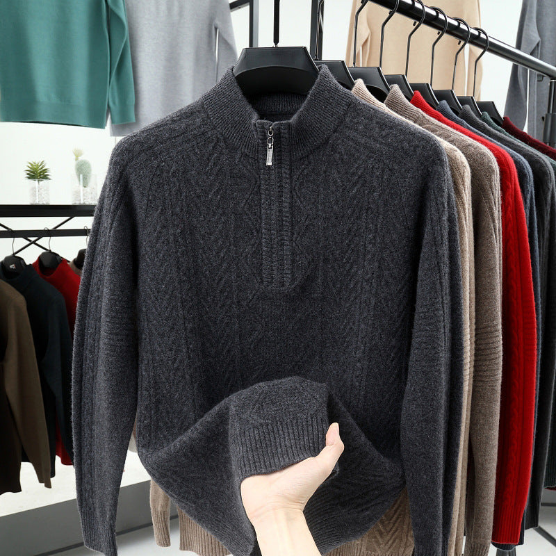 Men's Half Turtleneck Zipper Sweater