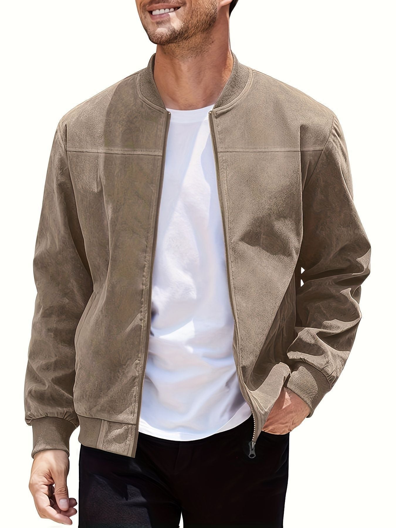 Men's Casual Plus Size Suede Zipper Men's Jacket