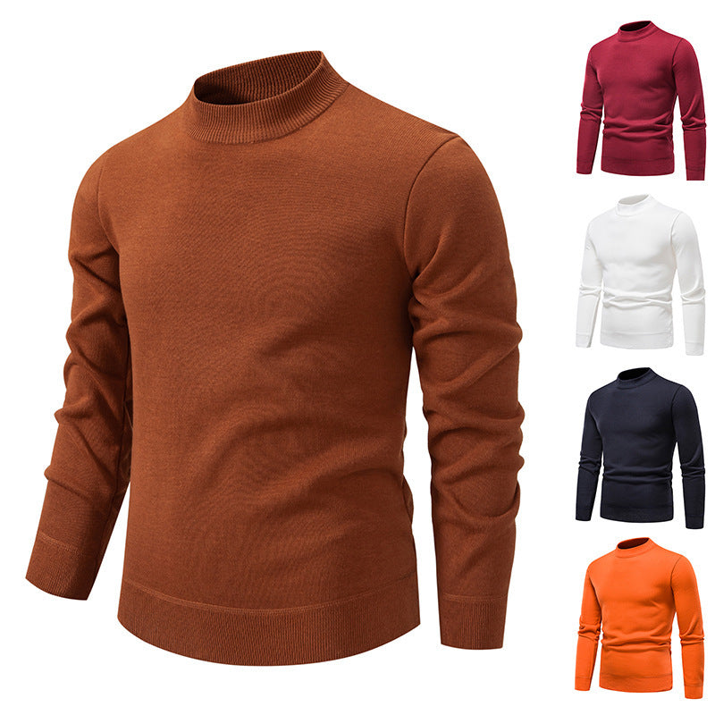 Men's Fleece-lined Thick Round Neck Sweater