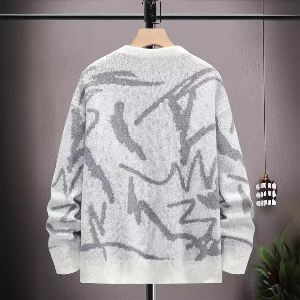 Men's Autumn And Winter Loose Round Neck Knitted Long-sleeved Jacket