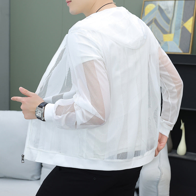 Ice Silk Cut-out Breathable Hooded Men's Coat