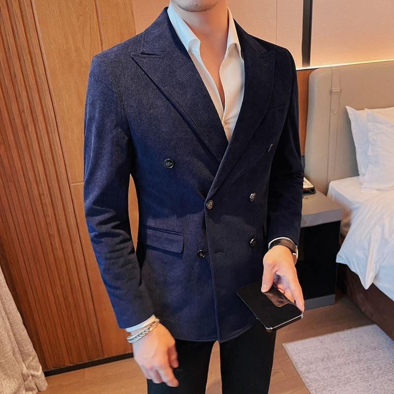 Light Luxury Corduroy Suit Jacket Autumn And Winter Double Breasted Casual suit