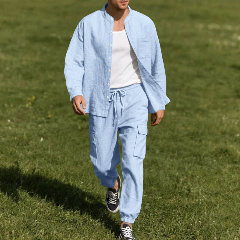 Long Sleeve Trousers Cardigan Casual Loose Beach Suit