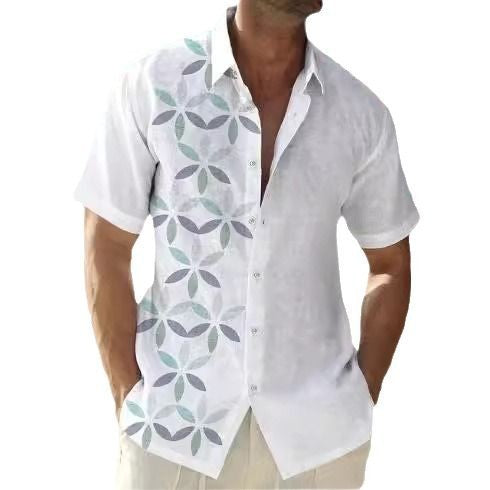 Beach Striped Shirt Short Sleeve Men