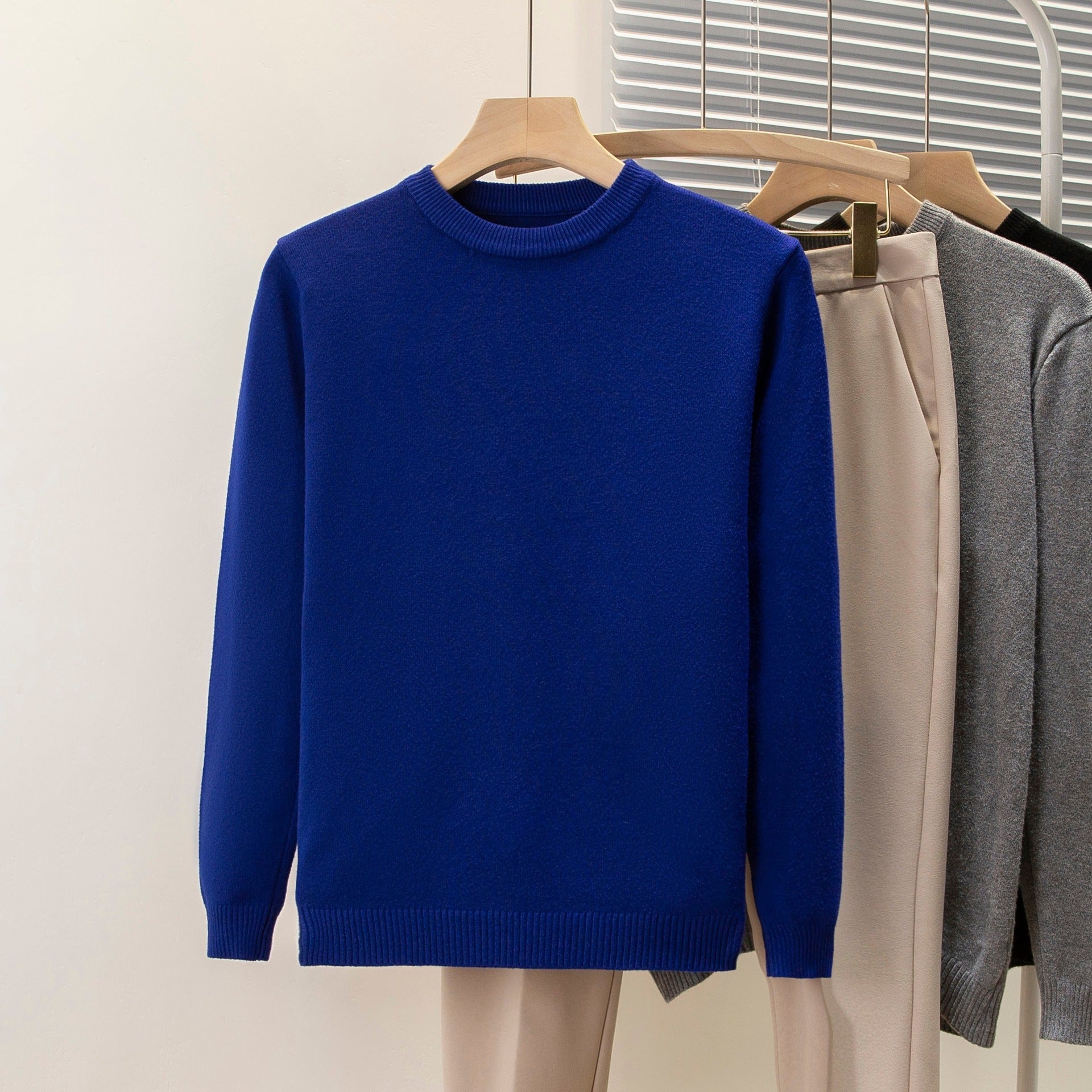 Men's Solid Color Casual Bottoming Sweater