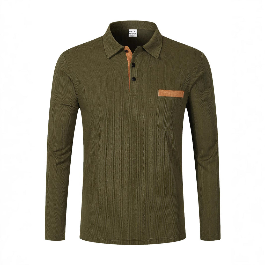 Long Sleeve Lapel Men's Polo Shirt