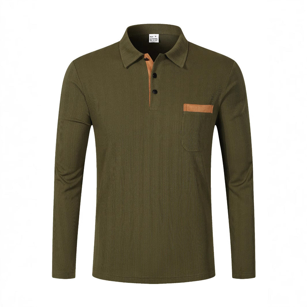 Long Sleeve Lapel Men's Polo Shirt