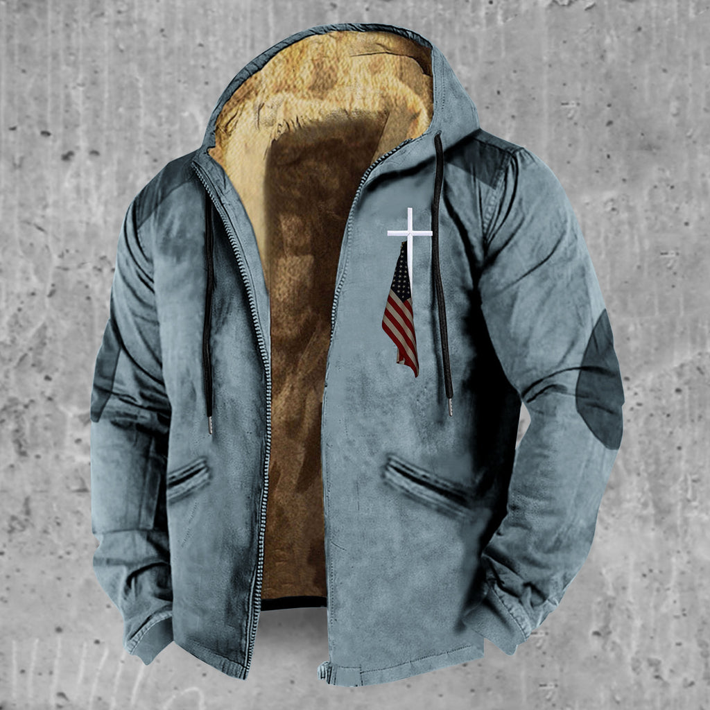 3D European And American Hooded Zipped Cotton-padded Jacket