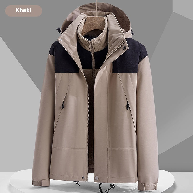 Hooded Windbreaker Colorblock Zip-up With Pockets Waterproof Outwear jacket