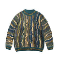 Heavy Industry Bitter Gourd Pattern Jacquard Three-dimensional Wave Retro Pullover Sweater Men
