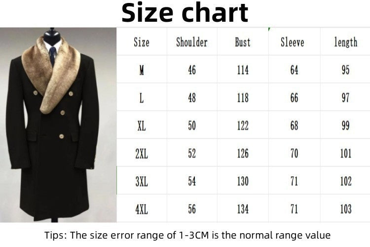 Men Woolen Polo Collar Solid Color Mid-length Pocket Casual Coat