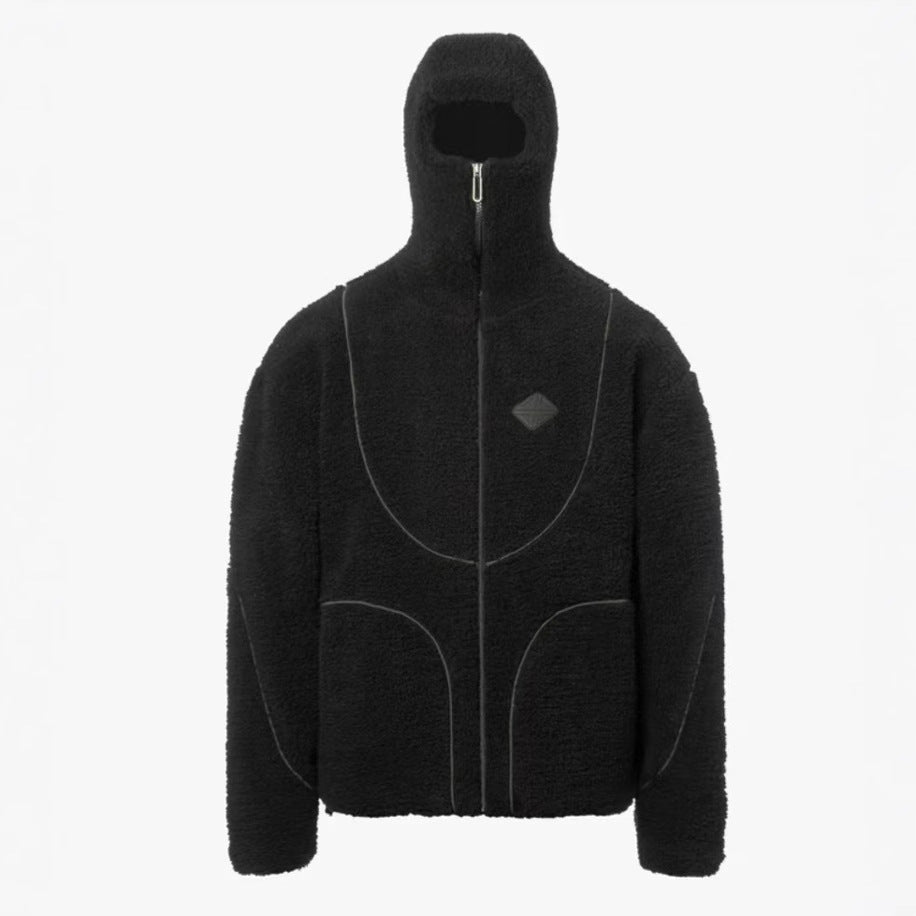Men's Lamb Wool Hooded Zipper Coat