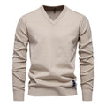 Autumn And Winter Pure Cotton Solid Color V-neck Sweater