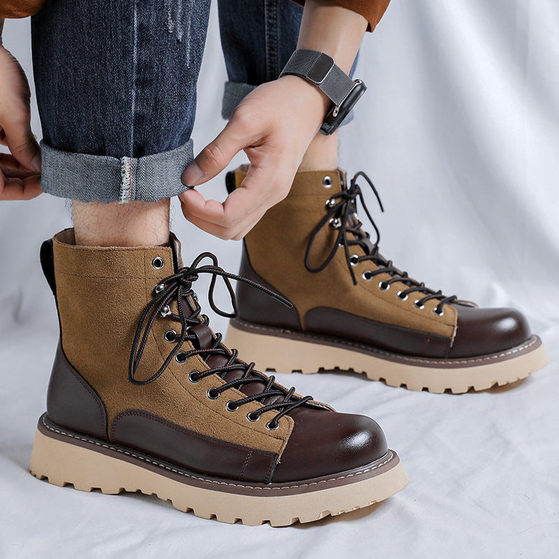 Patchwork Retro All-matching Work Boots
