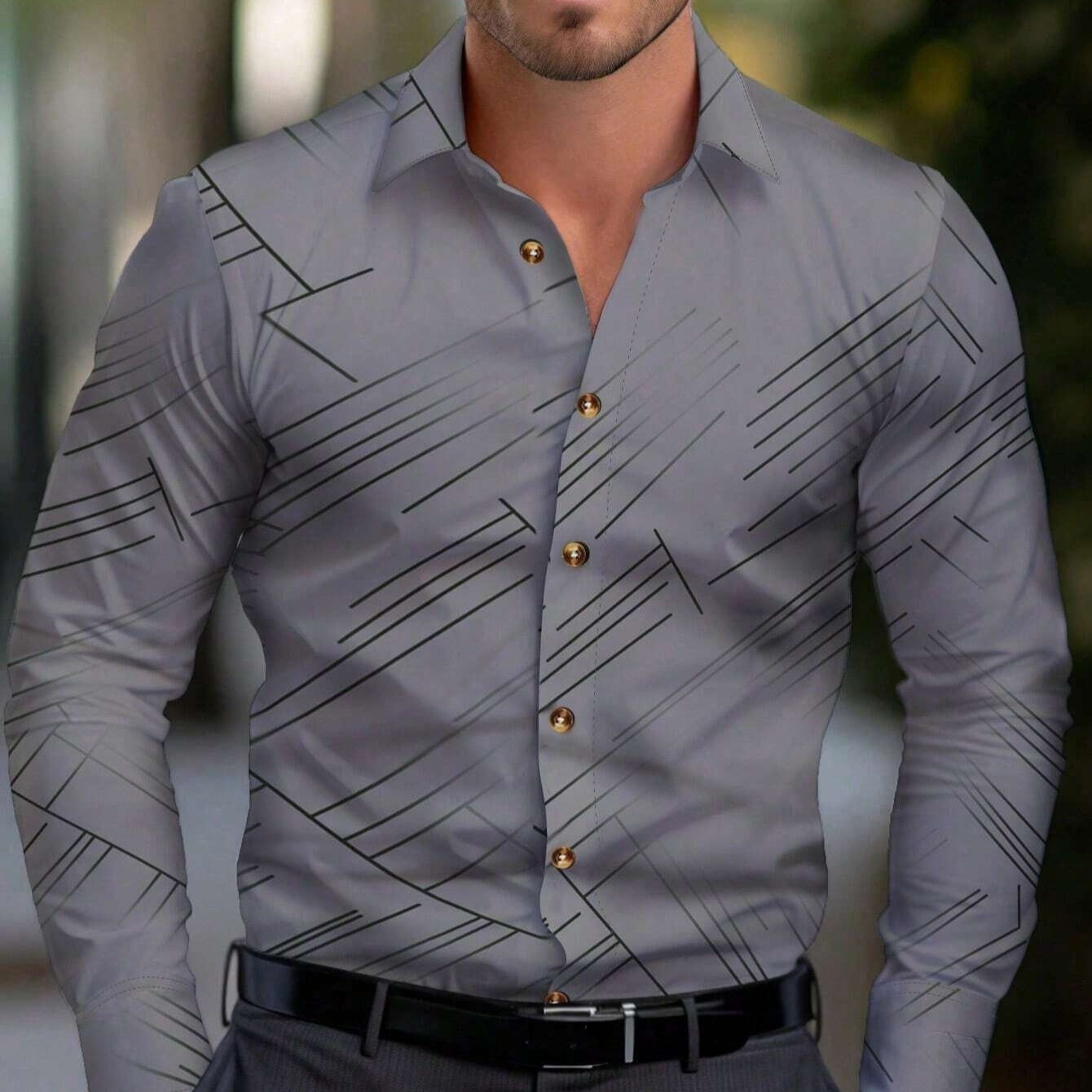 Men's Diagonal Striped Shirt