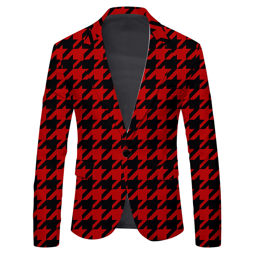 Men's Single Row One Button Polka Dot Printing Casual Suit Jacket