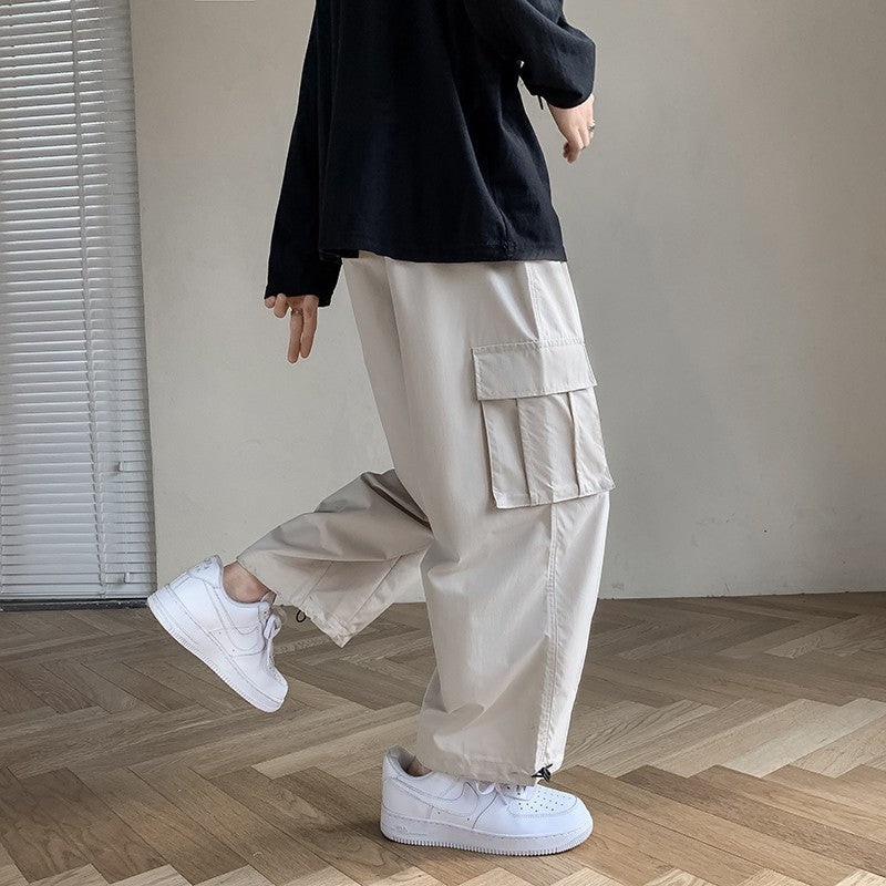 Mens Sports Casual Loose Fitting Wide Leg Trousers