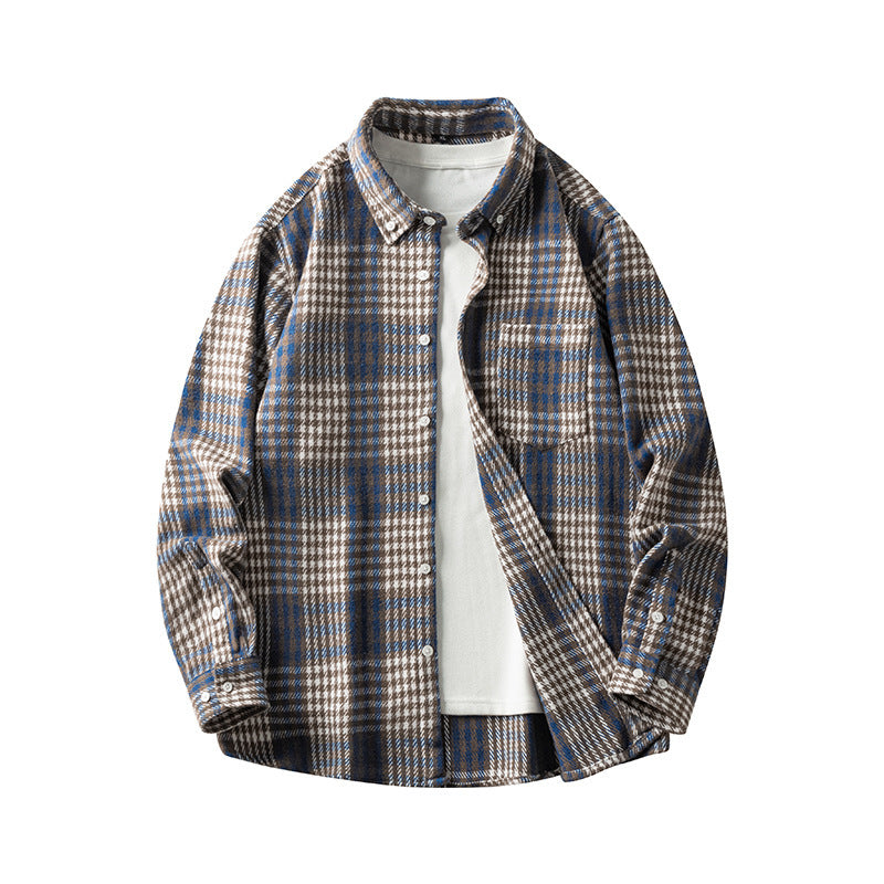 Plaid Casual Thickened Flannel Shirt Men