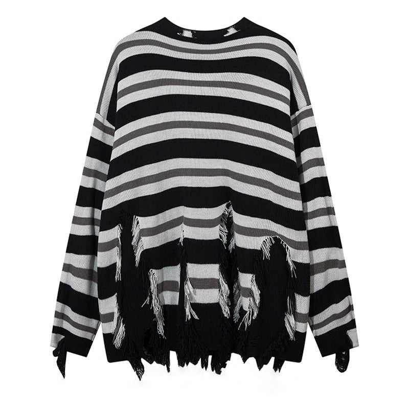 Stitching Contrast Color Long Sleeves Round Neck Sweater