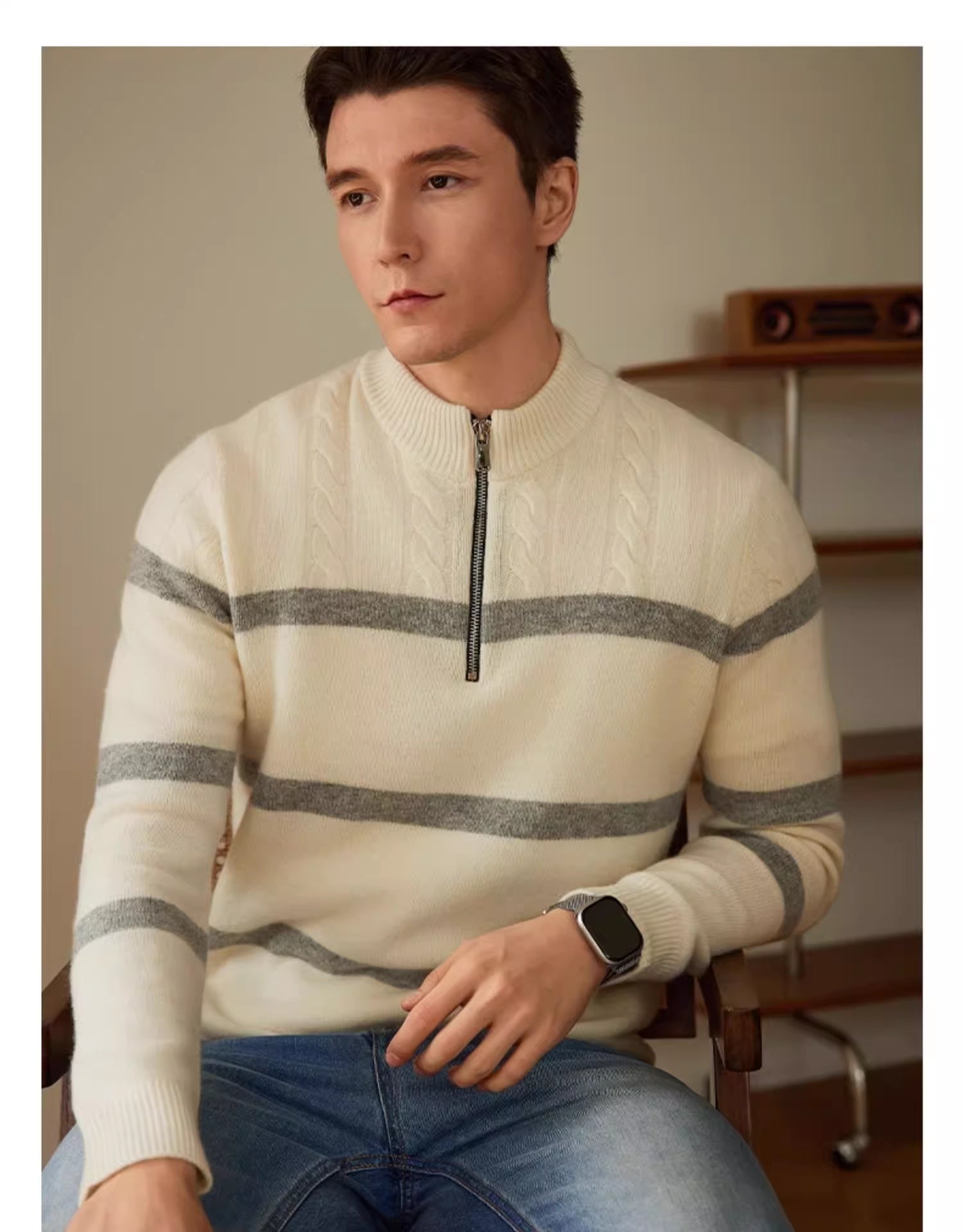 High-end Stripe Warm Knitwear sweater